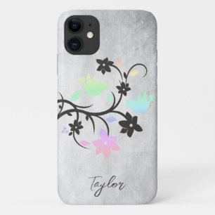 Rainbow Pastel Lovebirds Personalised iPhone 11 Case