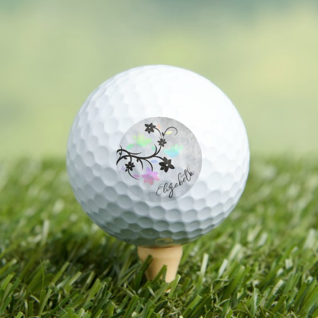 Rainbow Pastel Lovebirds Personalised Golf Balls (Insitu Tee)
