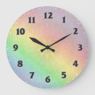 Rainbow Pastel Mandala design Large Clock