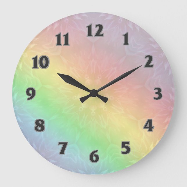 Rainbow Pastel Mandala design Large Clock (Front)