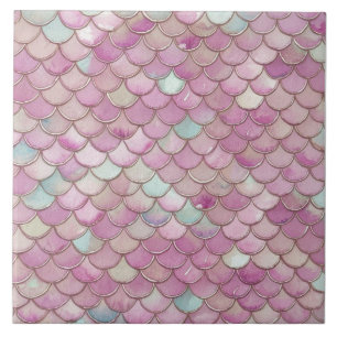 Rainbow pastel mermaid Ceramic Tile