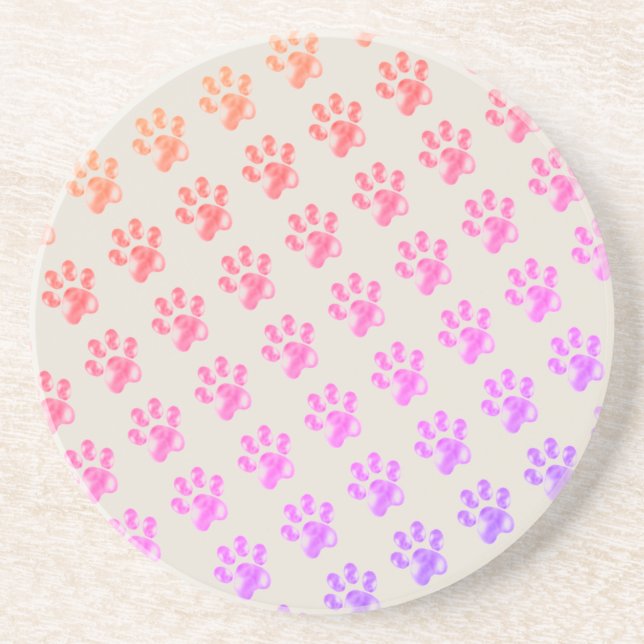 Rainbow Pastel Paws Coaster (Front)