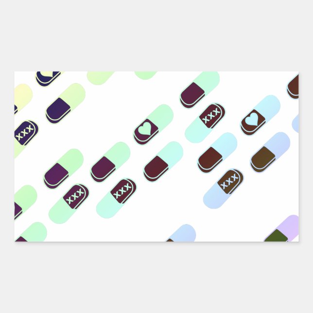 Rainbow Pastel Pills Pattern Rectangular Sticker (Front)