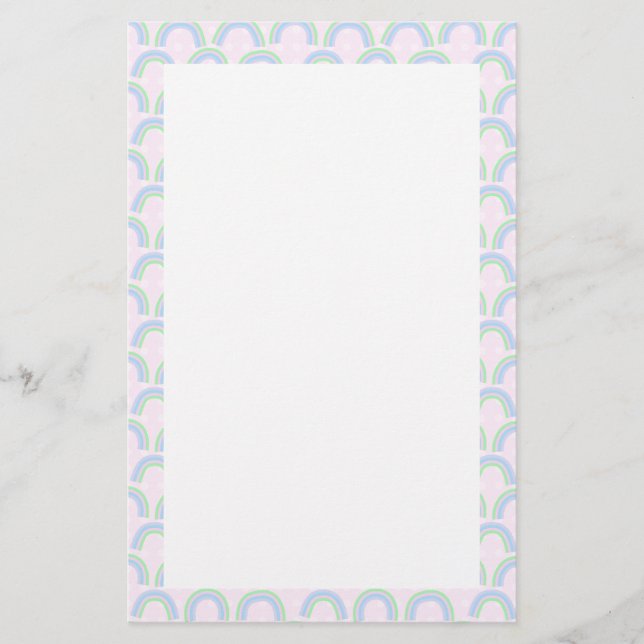 Rainbow Pastel Pink Stationery (Front)