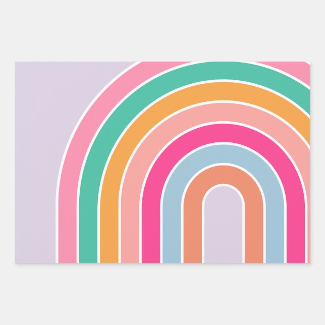 Rainbow Pastel Purple Wrapping Paper Sheet (Front)