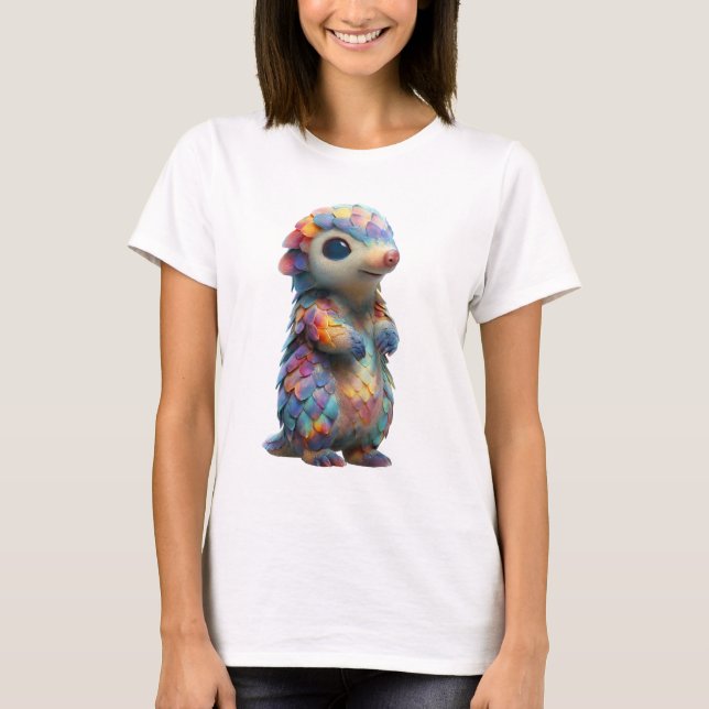 Rainbow Pastel Scale Pangolin Creature Women T-Shirt (Front)