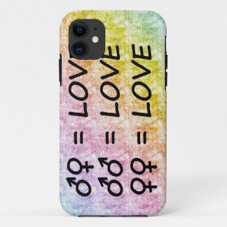 Rainbow Pastel Scribbles with All Love Signs iPhone 11 Case