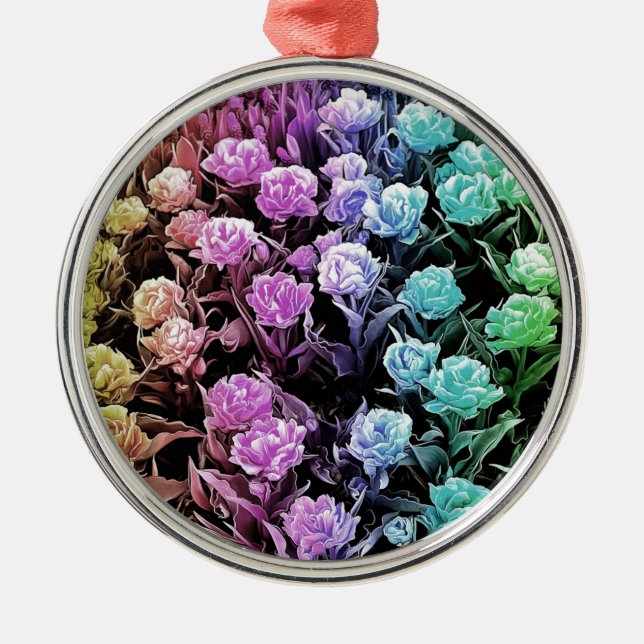 Rainbow Pastel Tulips Metal Tree Decoration (Front)