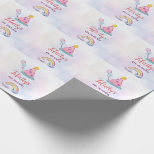Rainbow Pastel Unicorn Any Age Birthday Wrapping Paper