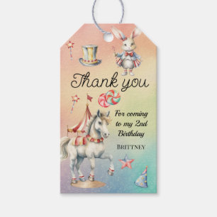 Rainbow Pastel w Animals 2nd Birthday Party Gift Tags