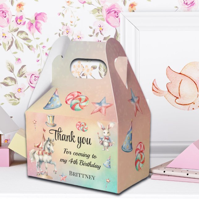 Rainbow Pastel w Animals 4th Birthday Favour Box (Creator Uploaded)