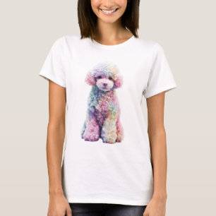 Rainbow Pastel Watercolor Poodle Portrait Women T-Shirt