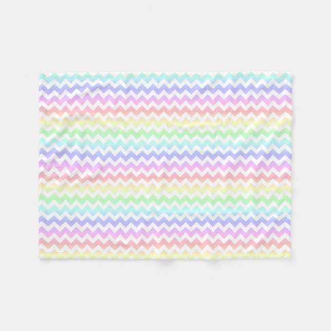 Rainbow Pastel White Chevron Fleece Blanket (Front (Horizontal))