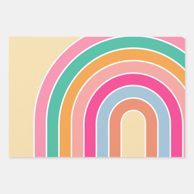Rainbow Pastel Yellow Wrapping Paper Sheet (Front)