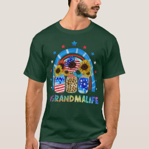 Rainbow Patriotic Jars Grandma Life American Flag  T-Shirt