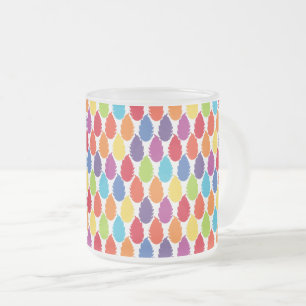 Rainbow Pattern, Colourful Leaf Design Frosted Glass Coffee Mug