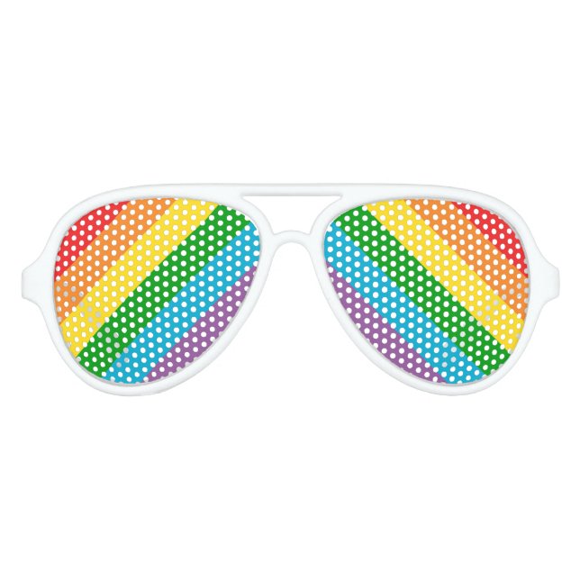 Rainbow Pattern Pride Party Festival Aviator Sunglasses (Front)