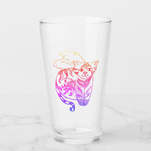 Rainbow Patterned cat Glass
