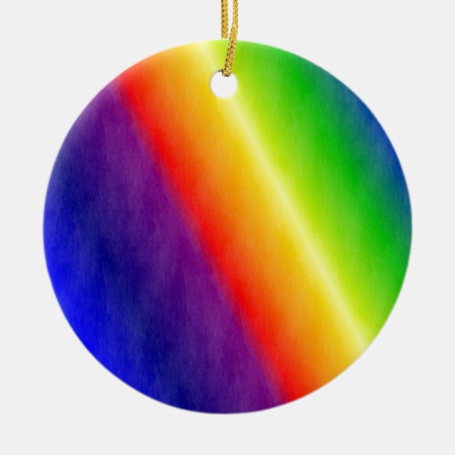 Rainbow Patterns Ceramic Tree Decoration (Front)