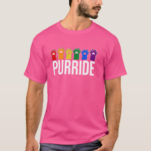 Rainbow Paw Gay Pride Colours LGBTQ Ally Purride D T-Shirt