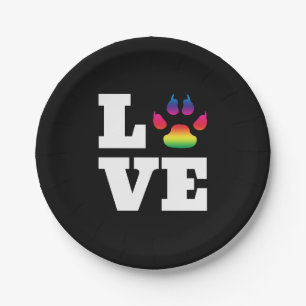 Rainbow paw paper plate