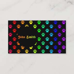 Rainbow Paw Print Business Card