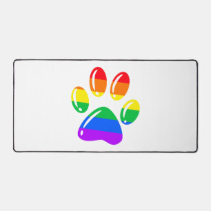 Rainbow Paw Print Dog Paw LGBT Pride LGBT Supporte Desk Mat