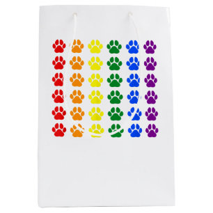 Rainbow Paw Print Dog Paw LGBT Pride LGBT Supporte Medium Gift Bag