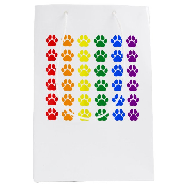 Rainbow Paw Print Dog Paw LGBT Pride LGBT Supporte Medium Gift Bag (Front)