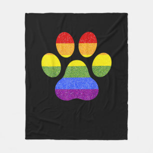 Rainbow Paw Print Dog Paw LGBT Pride Supporter Dog Fleece Blanket