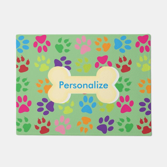 Rainbow Paw Print Door Mat (Front)