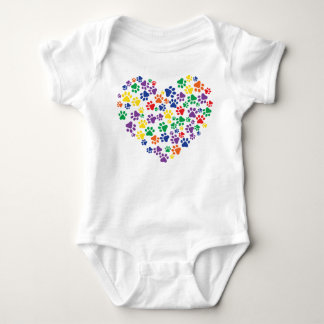 Rainbow Paw Prints Baby Bodysuit