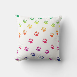Rainbow Paw Prints Cushion