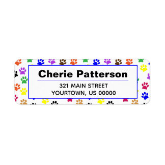 Rainbow Paw Prints Dog Cat Pet Label