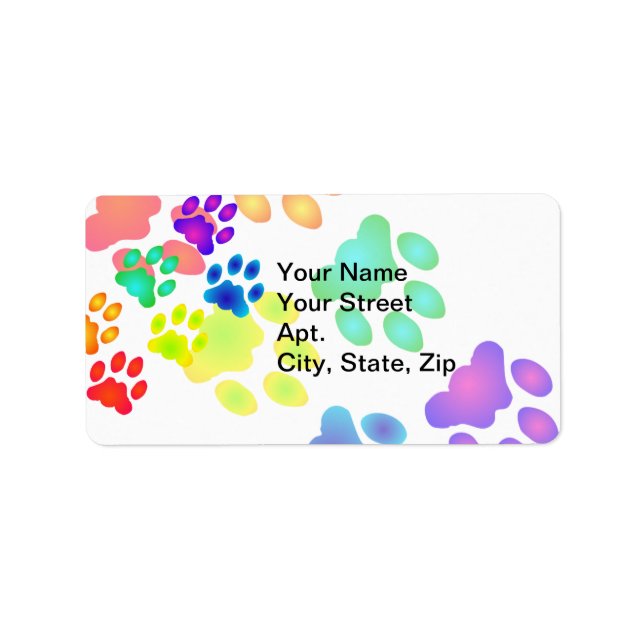 Rainbow Paw Prints Label (Front)