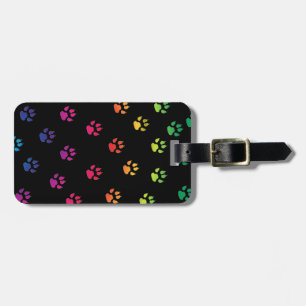 Rainbow Paw Prints Luggage Tag