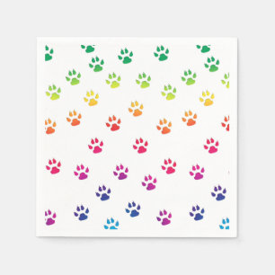 Rainbow Paw Prints Napkin