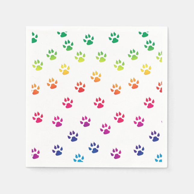 Rainbow Paw Prints Napkin (Front)