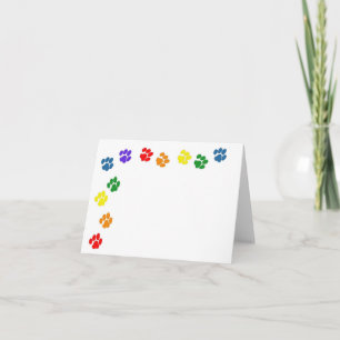 Rainbow Paw Prints Note Card