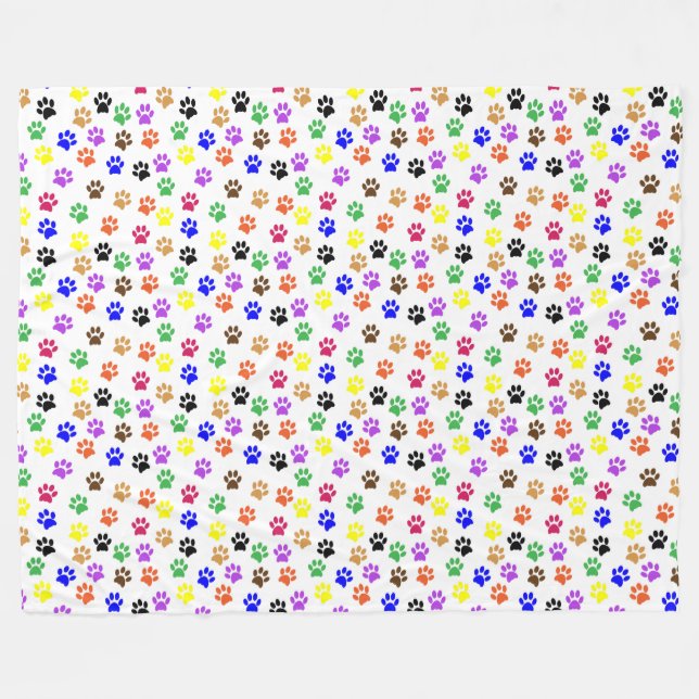 Rainbow Paw Prints Pattern Fleece Blanket (Front (Horizontal))