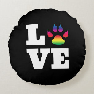 Rainbow paw round cushion