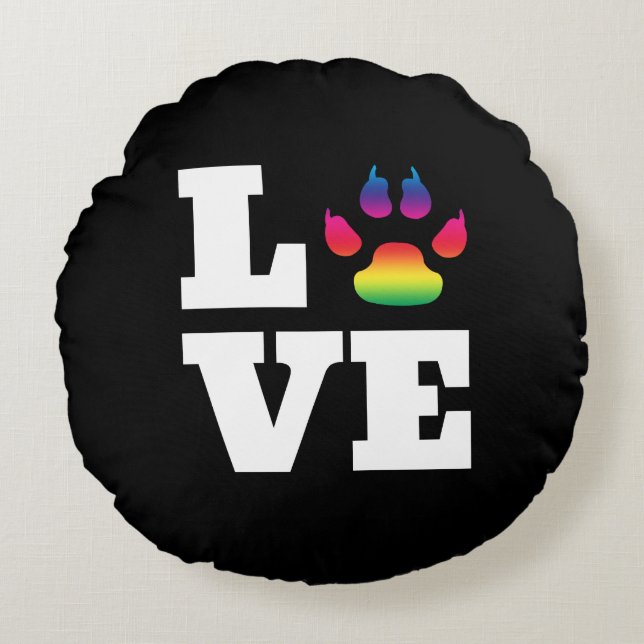Rainbow paw round cushion (Front)