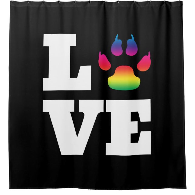 Rainbow paw shower curtain (Front)