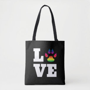 Rainbow paw tote bag