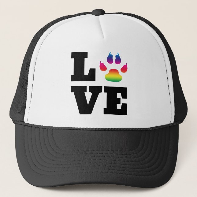 Rainbow paw trucker hat (Front)