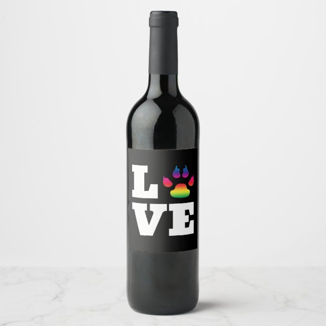 Rainbow paw wine label (Front)