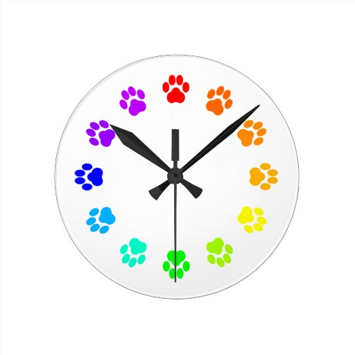 Image of Rainbow Pawprint Clock