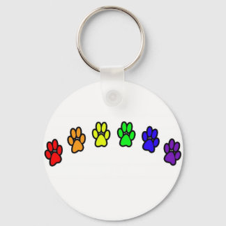 Rainbow Pawprints Key Ring