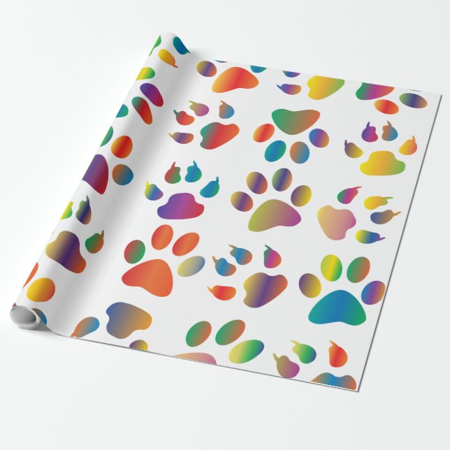 Rainbow Paws Wrapping Paper (Unrolled)