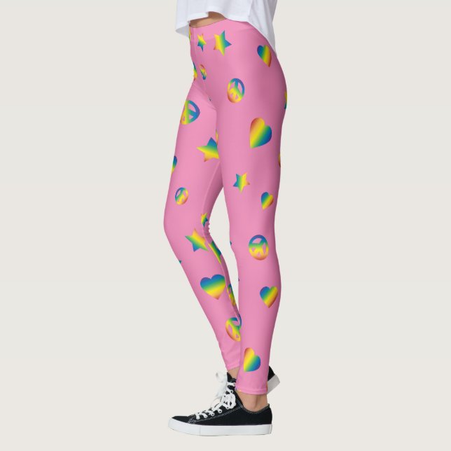 Rainbow Peace and Love Leggings (Left)